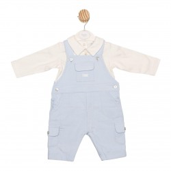 Mintini AW25 Boys Blue/Ivory Top and Dungaree Set MB6614