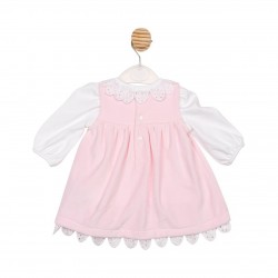 Mintini AW25 GIrls White/Pink Top and Pinafore MB6753 Mintini AW25 GIrls White/Pink Top and Pinafore MB6753