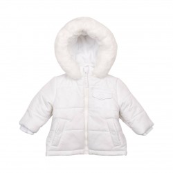 Mintini AW25 Boys White Fleece-lined Coat MB6508B Mintini AW25 Boys White Fleece-lined Coat MB6508B