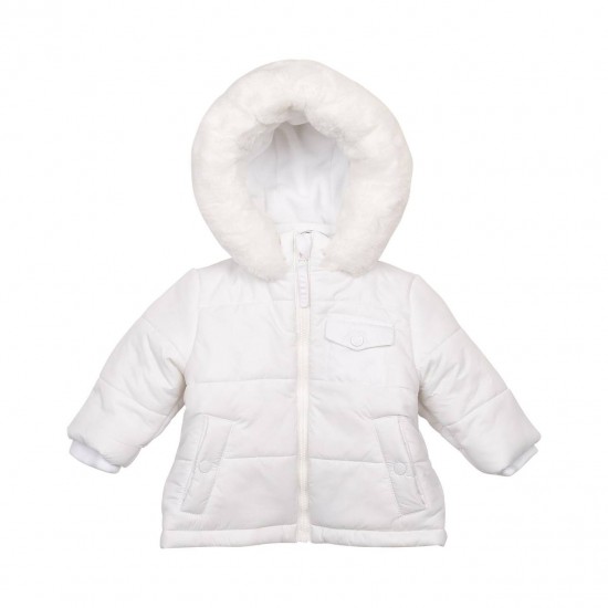 Mintini AW25 Boys White Fleece-lined Coat MB6508B