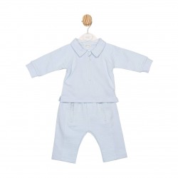 Mintini AW25 Pale Blue Cotton Top and Trouser Set MB6636 Mintini AW25 Pale Blue Cotton Top and Trouser Set MB6636