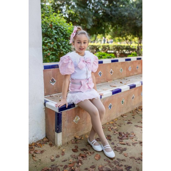 Naxos AW25 Girls pink/white skirt & shirt set 7659-7640