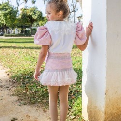Naxos AW25 Girls pink/white skirt & shirt set 7659-7640