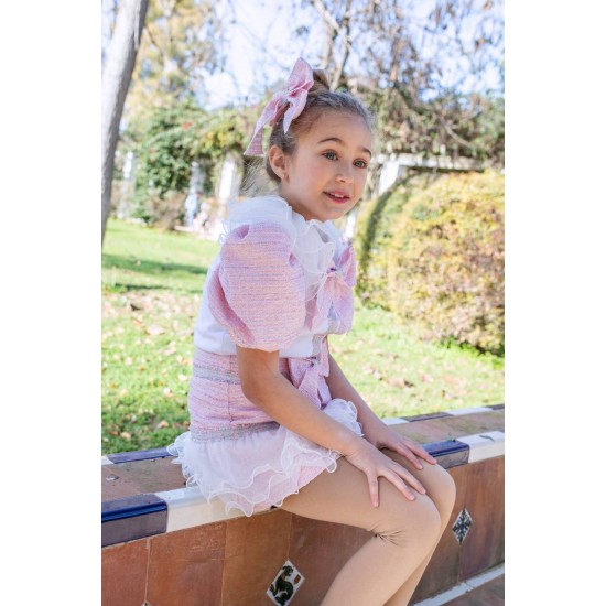 Naxos AW25 Girls pink/white skirt & shirt set 7659-7640