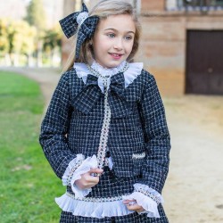 Naxos AW25 Girls black/white blazer, Short & shirt set 7676