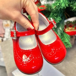Pretty Originals Girls Red Patent Shoes with a Diamanté Buckle UE15205D