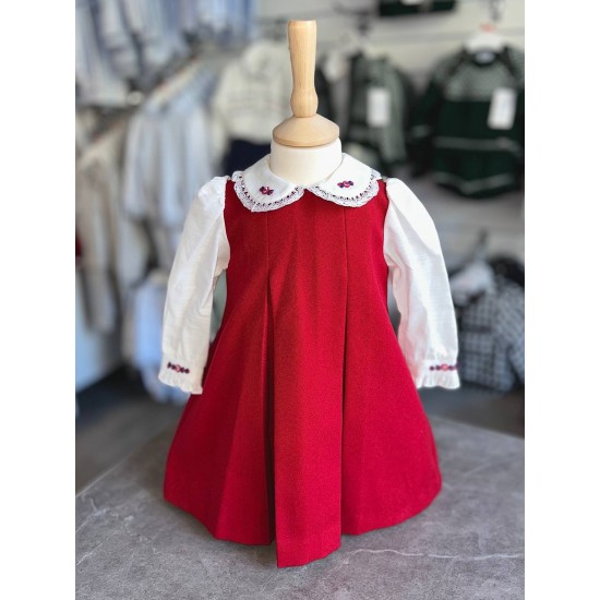 Pretty Originals AW25 Girls Red/cream Dress BD02357E Pretty Originals AW25 Girls Red/cream Dress BD02357E