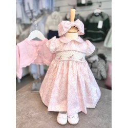 Pretty Originals AW25 Girls Pink Floral short sleeve Dress and Headband BD02353E Pretty Originals AW25 Girls Pink Floral short sleeve Dress and Headband BD02353E