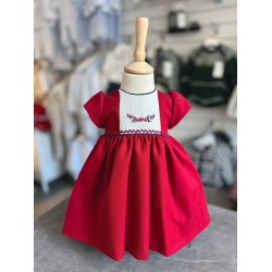 Pretty Originals AW25 Girls Red/cream short sleeve Dress BD02358E