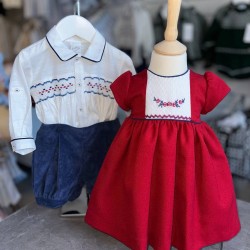 Pretty Originals AW25 Boys royal blue/cream shirt/short set DL62359E Pretty Originals AW25 Boys royal blue/cream shirt/short set DL62359E