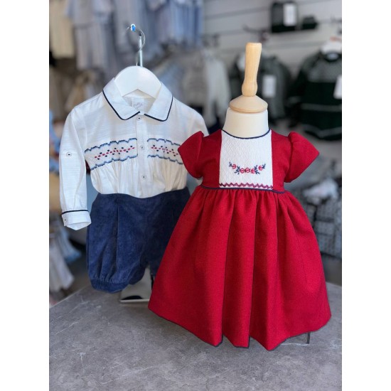 Pretty Originals AW25 Boys royal blue/cream shirt/short set DL62359E Pretty Originals AW25 Boys royal blue/cream shirt/short set DL62359E