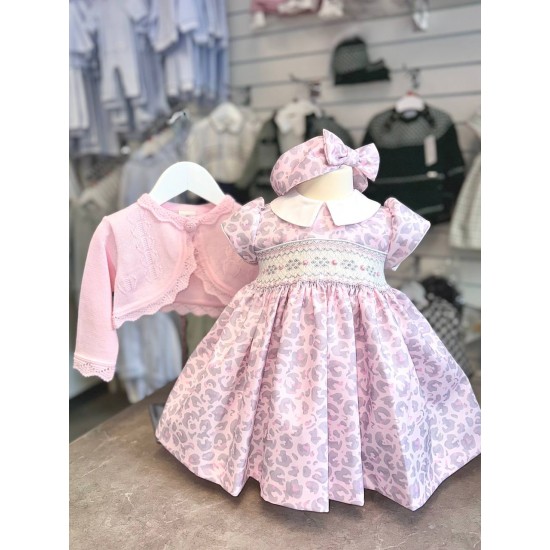 Pretty Originals AW25 Girls pink leopard short sleeve Dress and Headband BD02361E Pretty Originals AW25 Girls pink leopard short sleeve Dress and Headband BD02361E