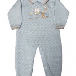Pretty Originals AW25 Boys Knitted one piece blue/wheat JPY2000E