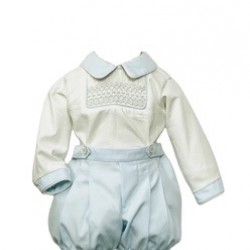 Pretty Originals AW25 Boys blue/cream shirt/short set MT02516E Pretty Originals AW25 Boys blue/cream shirt/short set MT02516E