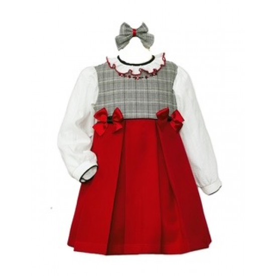 Pretty Originals AW25 Girls  Red/cream checked Dress MC0144SE