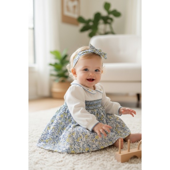 Pretty Originals AW25 Girls Floral Print dress and headband BD02343E Pretty Originals AW25 Girls Floral Print dress and headband BD02343E