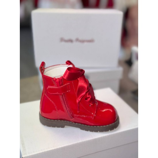 Pretty Originals Red Patent boots with Silver details UE31432E