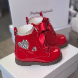 Pretty Originals Red Patent boots with Silver details UE31432E Pretty Originals Red Patent boots with Silver details UE31432E