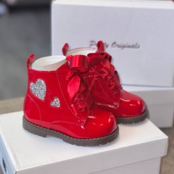 Pretty Originals Red Patent boots with Silver details UE31432E