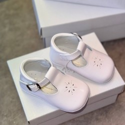Pretty Originals White Patent Pram Shoe UE03163E