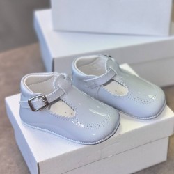 Pretty Originals Pale Blue Patent pram shoe UE03196E