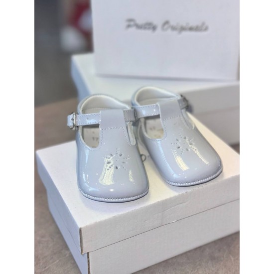 Pretty Originals Pale Blue Patent Pram Shoe UE03163E