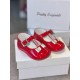 Pretty Originals Red Patent Pram Shoes with a Diamanté Buckle and silver Bow UE03286D