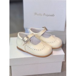 Pretty Originals Cream Patent Shoes with a Diamanté Buckle UE15205D