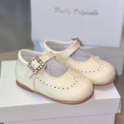 Pretty Originals Cream Patent Shoes with a Diamanté Buckle UE15205D