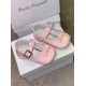 Pretty Originals Pink Patent Pram Shoes with a Diamanté Buckle and bow UE03286D