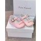 Pretty Originals Pink Patent Pram Shoes with a Diamanté Buckle and bow UE03286D