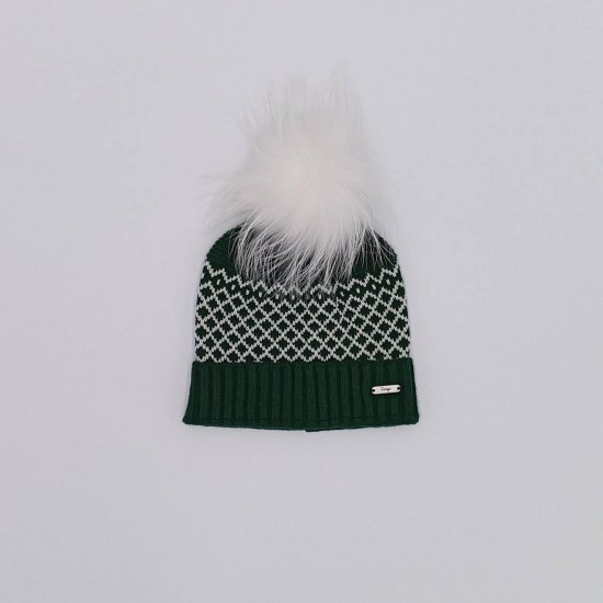 Rahigo AW25 Green/Cream Boys Pom-pom Hat 252113