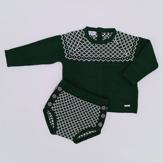 Rahigo AW25 Green/Cream Boys 2 pc set Shorts and Jumper 252112 Rahigo AW25 Green/Cream Boys 2 pc set Shorts and Jumper 252112