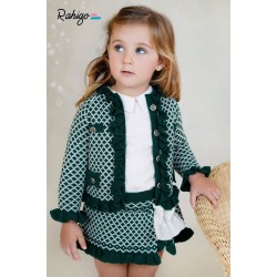 Rahigo AW25 Green/Cream Girls 3 pc set Skirt, Blouse, Cardigan 252102 Rahigo AW25 Green/Cream Girls 3 pc set Skirt, Blouse, Cardigan 252102