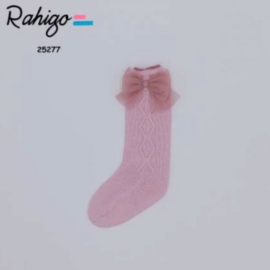 Rahigo AW25 Pink Girls Socks with Tull Bow 25277 Rahigo AW25 Pink Girls Socks with Tull Bow 25277
