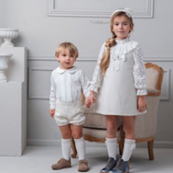 Rochy AW25 26758 Girls Ivory Tweed and Cream Dress