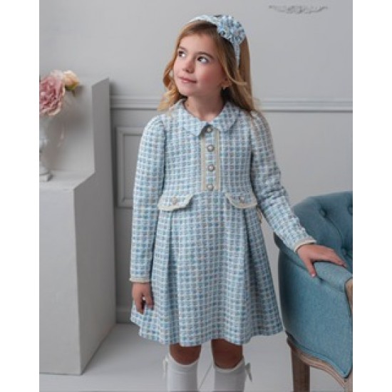 Rochy AW25 26722 Girls Blue Checked Dress Rochy AW25 26722 Girls Blue Checked Dress