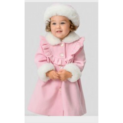 Sarah Louise AW25 C9500Z Girls Pink Coat with Matching Hat Sarah Louise AW25 C9500Z Girls Pink Coat with Matching Hat