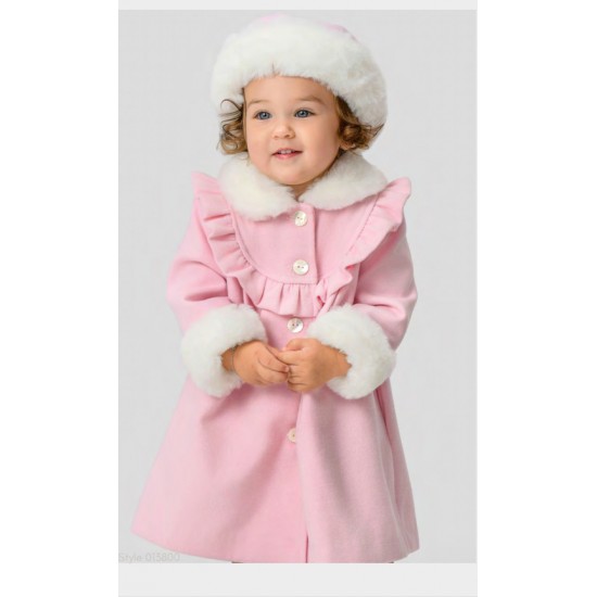 Sarah Louise AW25 C9500Z Girls Pink Coat with Matching Hat 