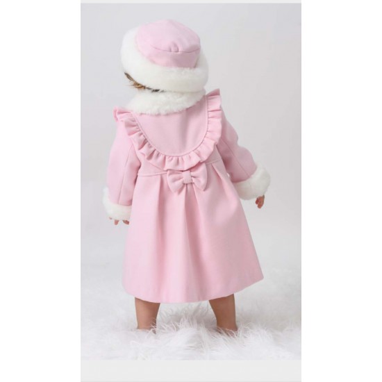Sarah Louise AW25 C9500Z Girls Pink Coat with Matching Hat 
