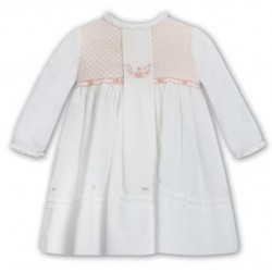 Sarah Louise AW25 07002 Girls Ivory and Peach Dress 