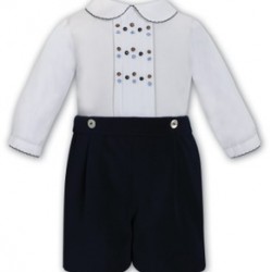 Sarah Louise AW25 013788-1 Boys Navy And White Short set 