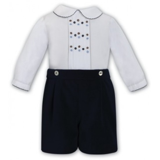 Sarah Louise AW25 013788-1 Boys Navy And White Short set 