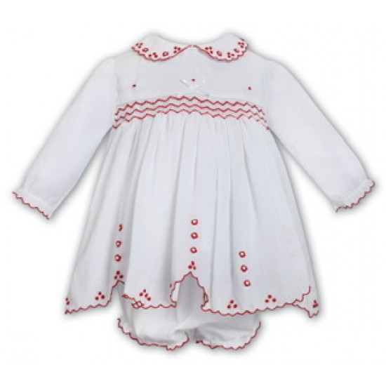Sarah Louise AW25 013708 Baby Girls White Dress with Panty