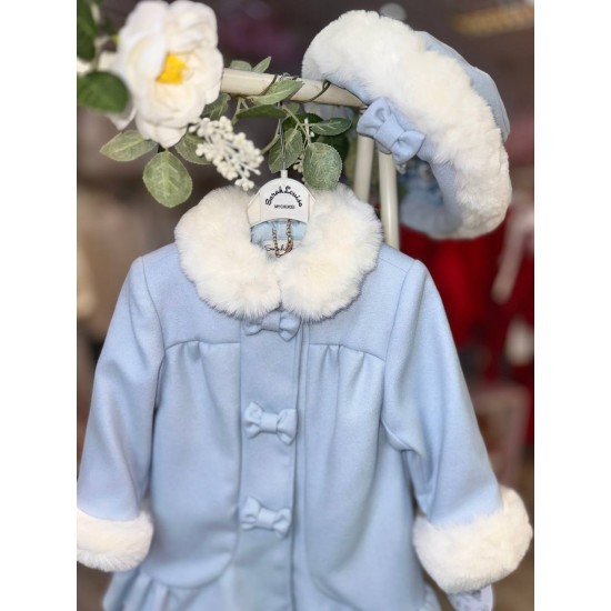 Sarah Louise AW25 Girls Blue Coat with Matching Hat SA25-215