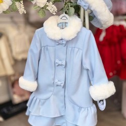 Sarah Louise AW25 Girls Blue Coat with Matching Hat SA25-215