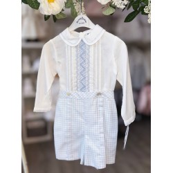 Sarah Louise AW25 Boys Blue Shirt and Short set SA25-208