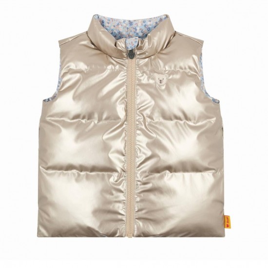 Steiff AW25 Girls Gold/Floral Reversible Vest L002522236