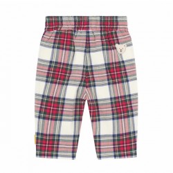 Steiff AW25 Girls Red and Navy Checked Trouser and Cardigan set 7452