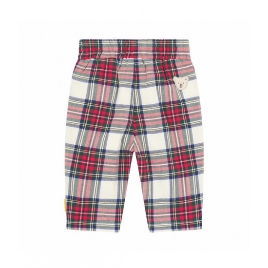 Steiff AW25 Girls Red and Navy Checked Trouser and Cardigan set 7452